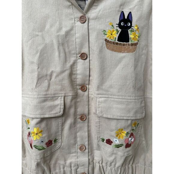 Studio Ghibli Kiki’s Delivery Service Jiji Floral Women’s Corduroy Jacket Size M - Picture 8 of 12